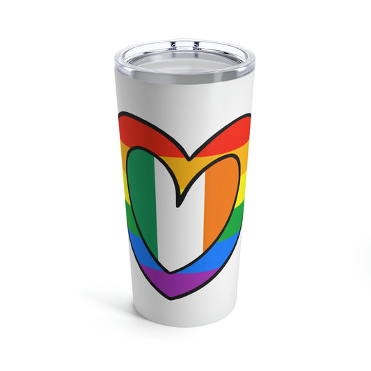 Irish Rainbow Flag Heart Valentines Day Gift Ireland Pride Parade Tumbler 20oz