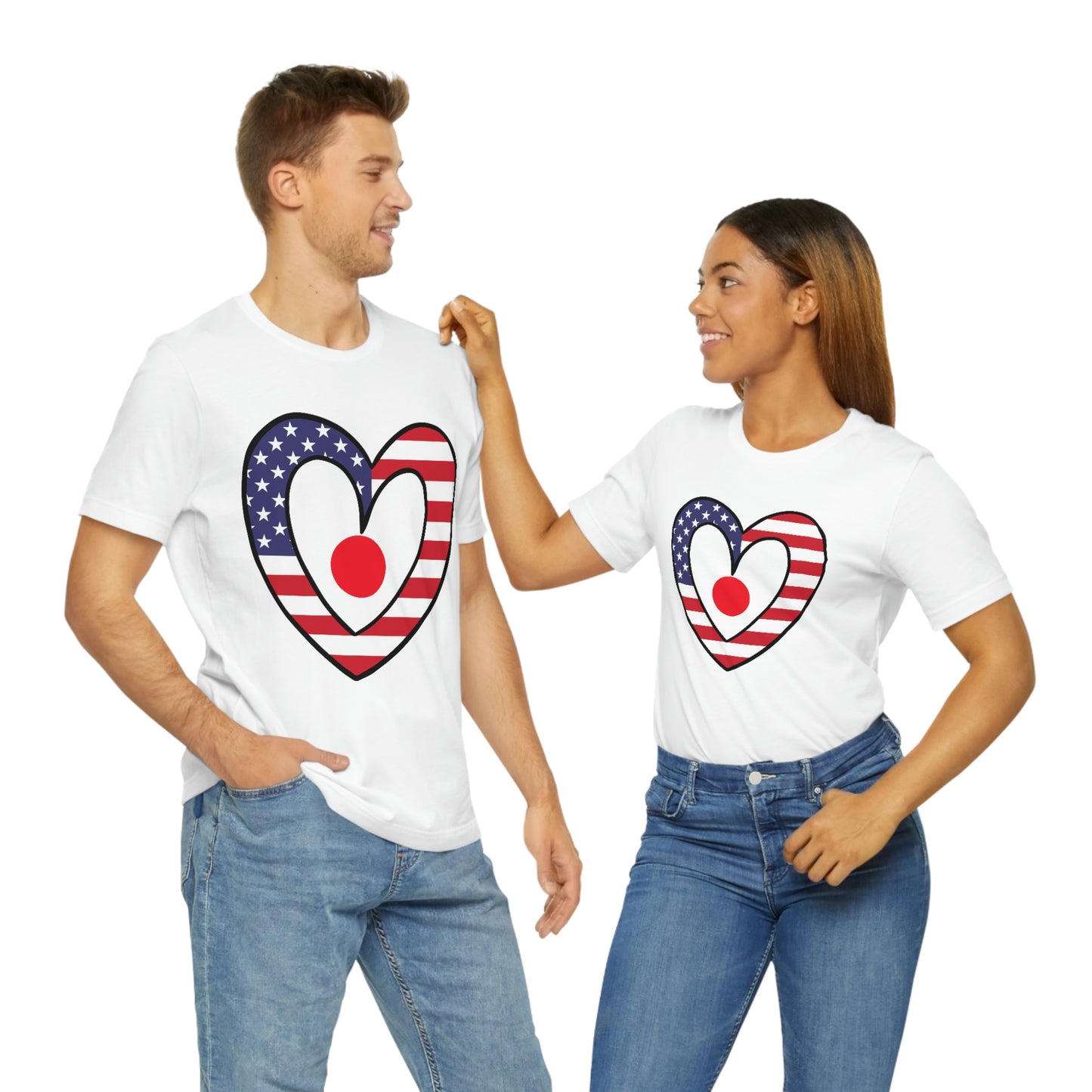 Japanese American Heart Valentines Day Gift Tee Shirt | Half Japan USA Flag T-Shirt