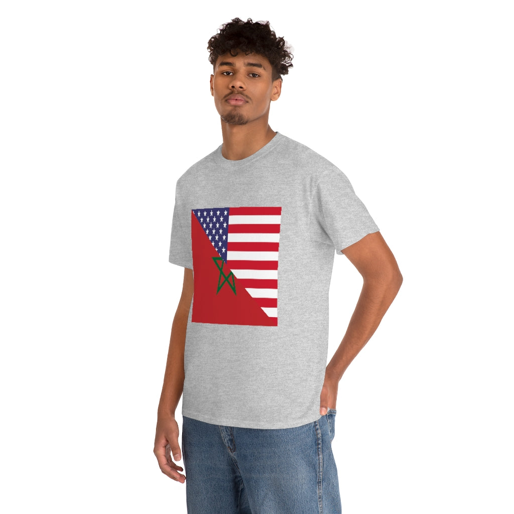 Moroccan American Flag Tee Shirt | Morocco USA Tshirt