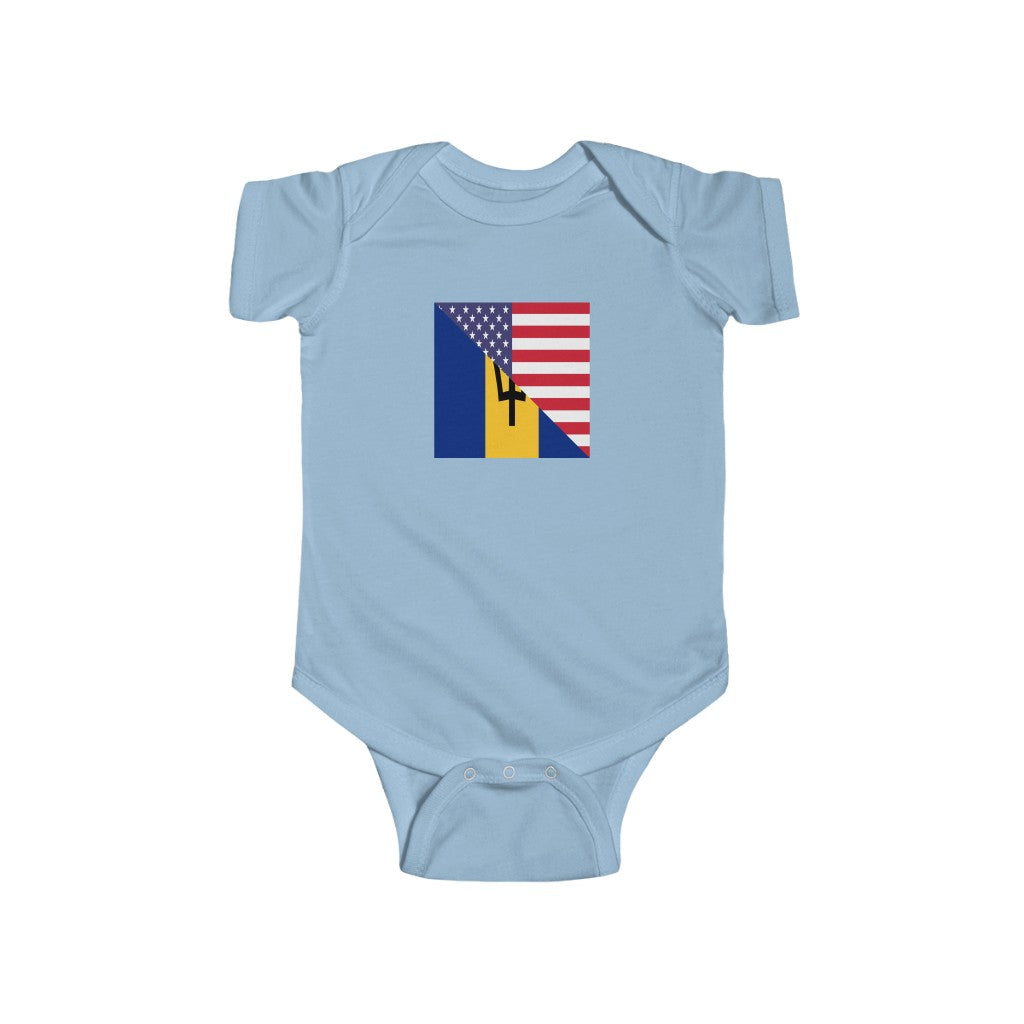 Bajan American Flag Baby Bodysuit | Barbados USA Newborn