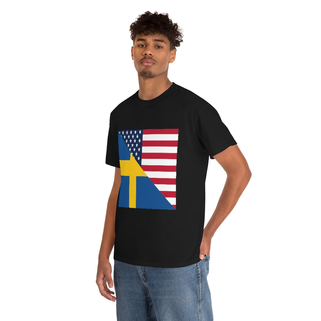 Swedish American Flag Tee Shirt | Unisex Sweden USA Tshirt