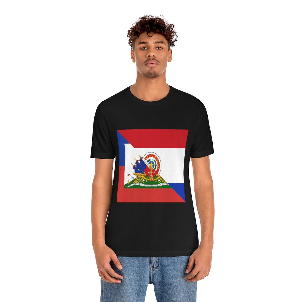 Half Haitian Paraguayan Flag Tee | Haiti Paraguay Men Women Shirt