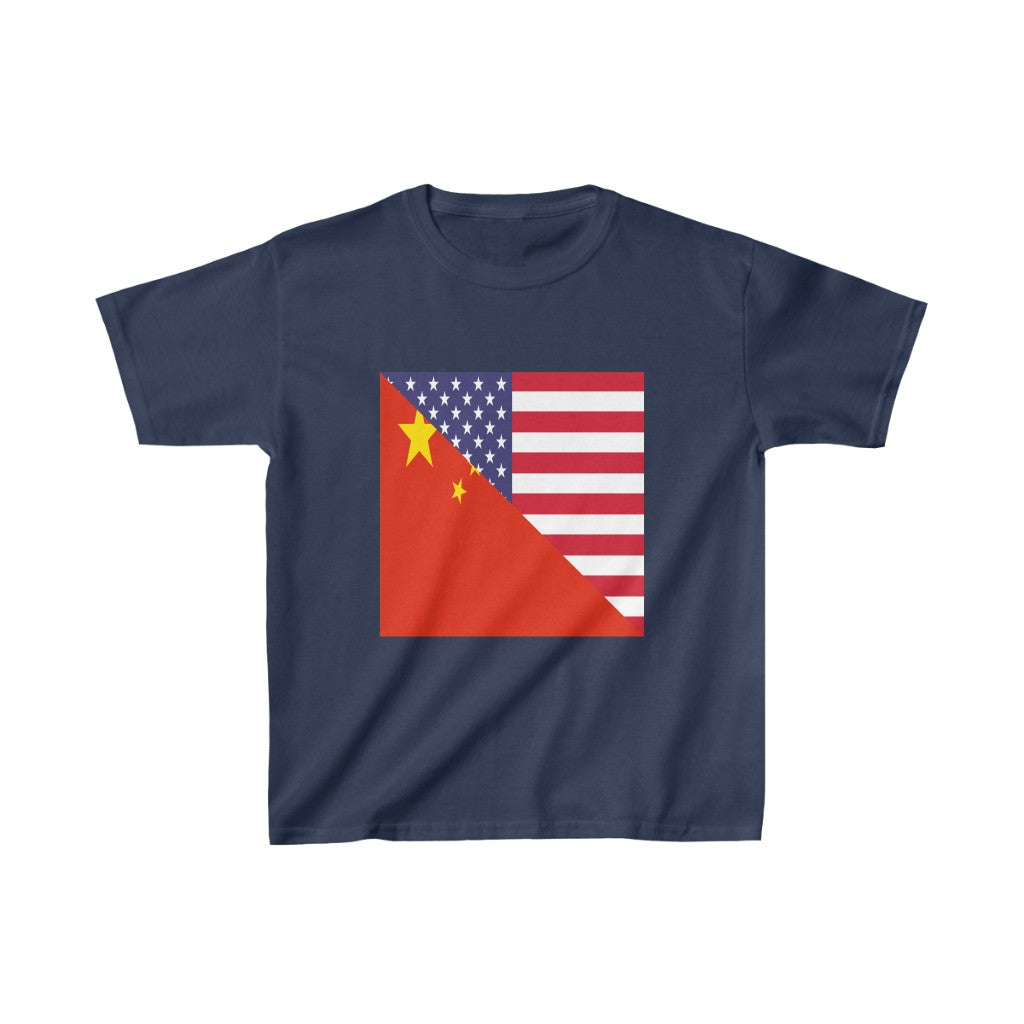 Kids Chinese American Flag China USA T-Shirt | Unisex Tee Shirt