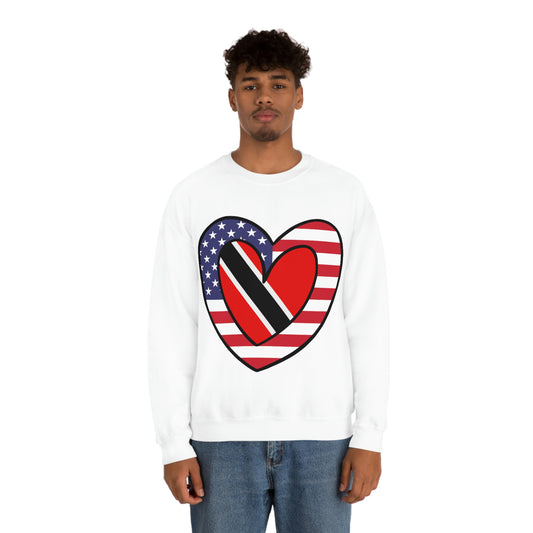 Trini American Heart Valentines Day Gift Sweatshirt | Unisex Trinidad Tobago USA Flag