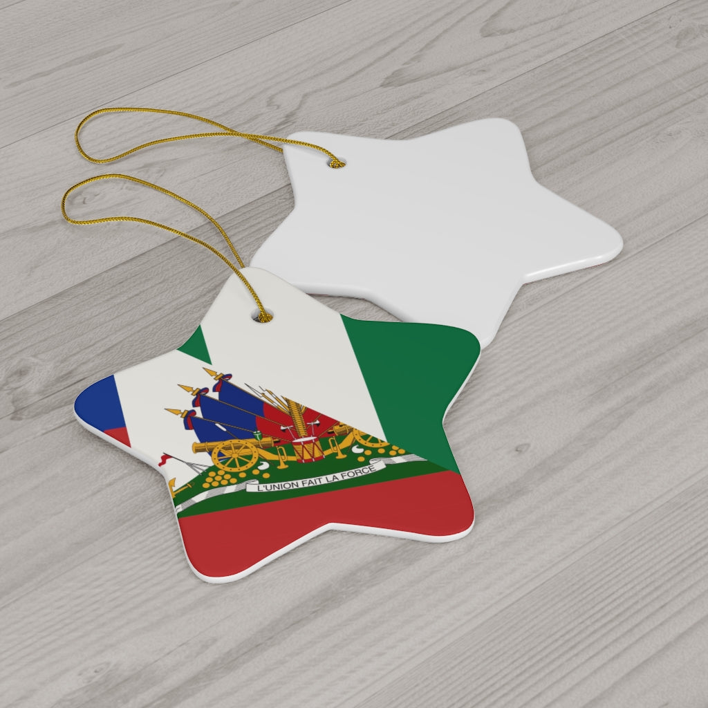 Haiti Nigeria Flag Ceramic Ornaments | Haitian Nigerian Naija Christmas Tree