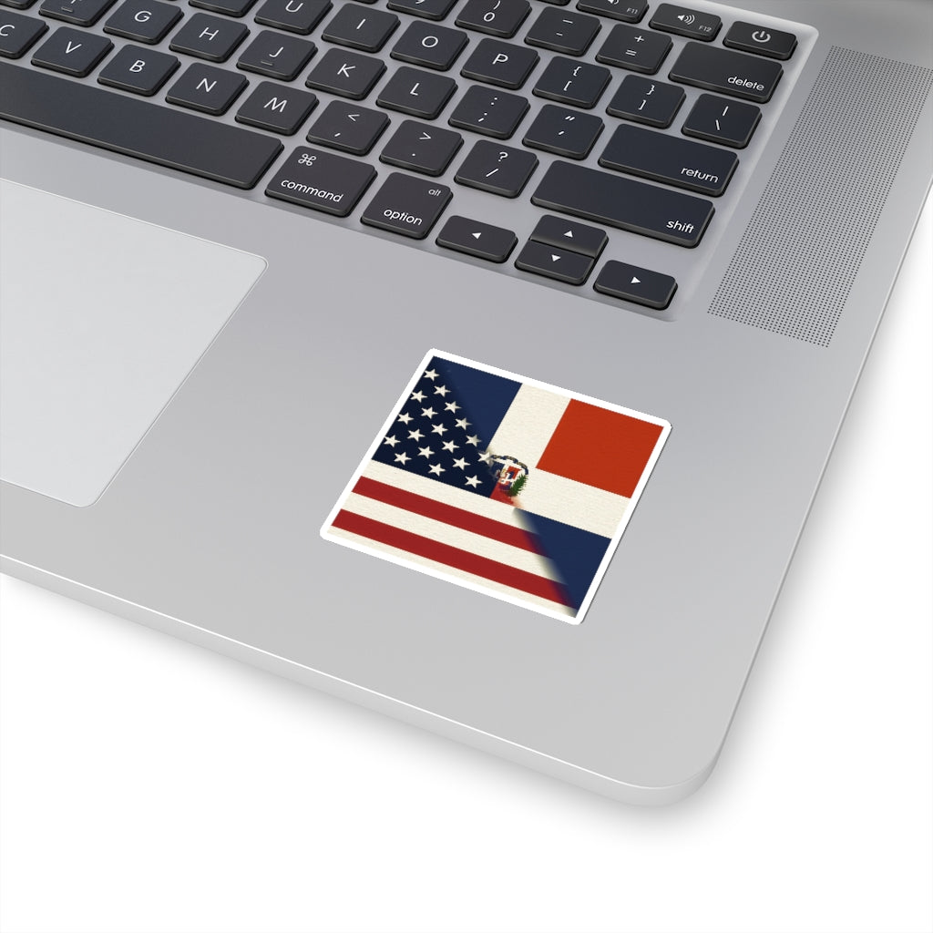 Half Dominican Republic American Flag Sticker