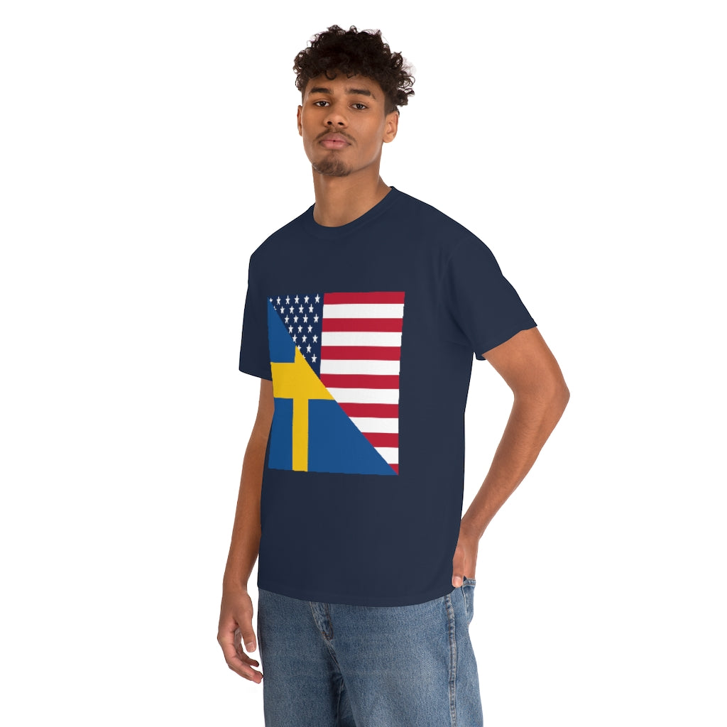 Swedish American Flag Tee Shirt | Unisex Sweden USA Tshirt