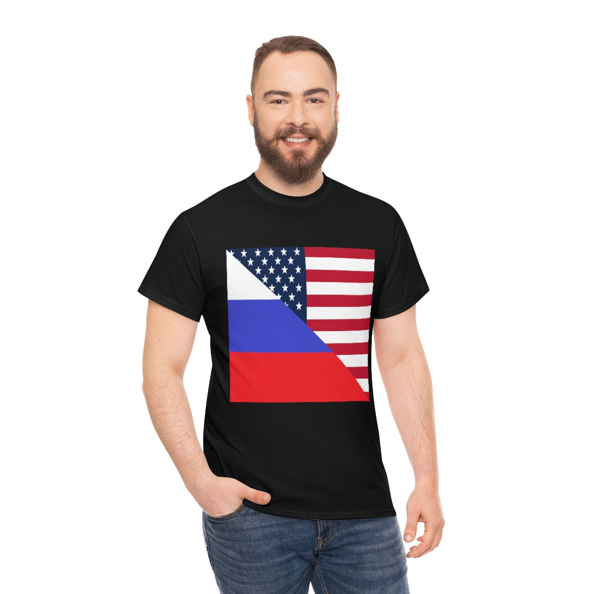 Russian American Flag Half Russia USA T-Shirt | Unisex Tee Shirt