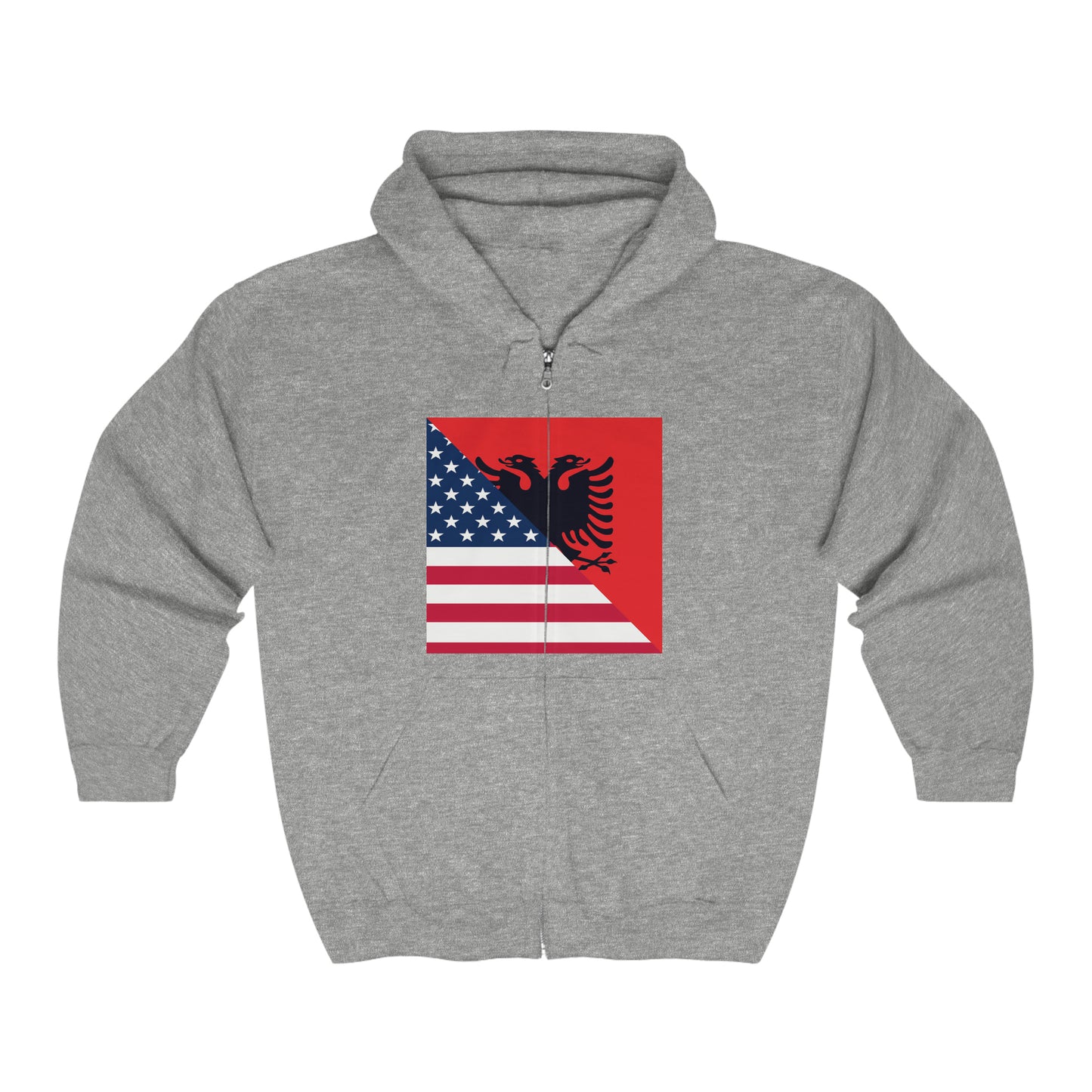 Albanian American Flag Albania USA Zip Hoodie | Hooded Sweatshirt