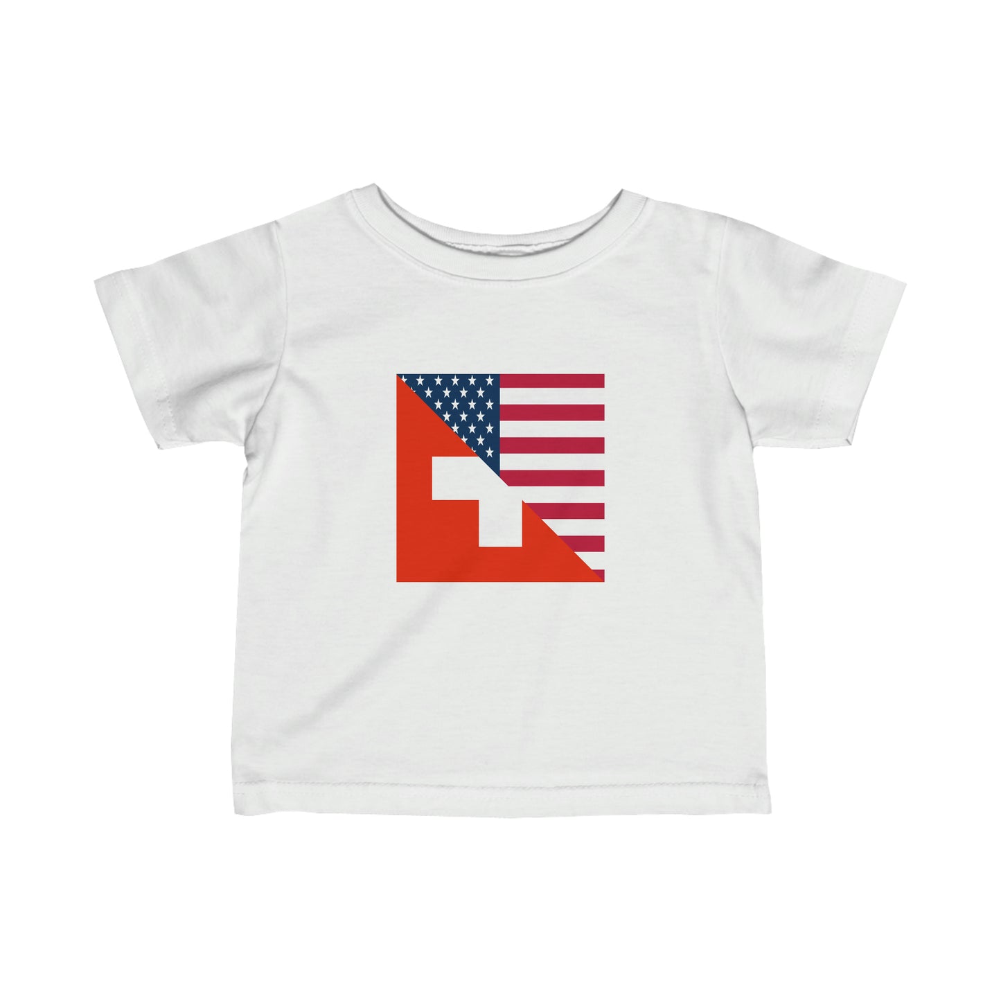 Infant Swiss American Flag Switzerland USA Toddler Tee Shirt