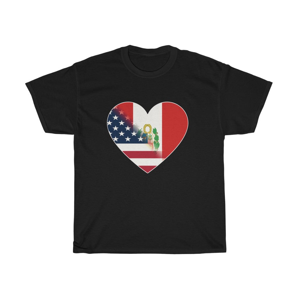 Peruvian American Heart Flag Tee | Unisex Peru USA Shirt