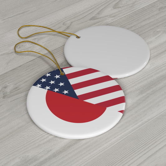 Japanese American Flag Ceramic Ornaments | Japan USA Holiday Christmas Tree