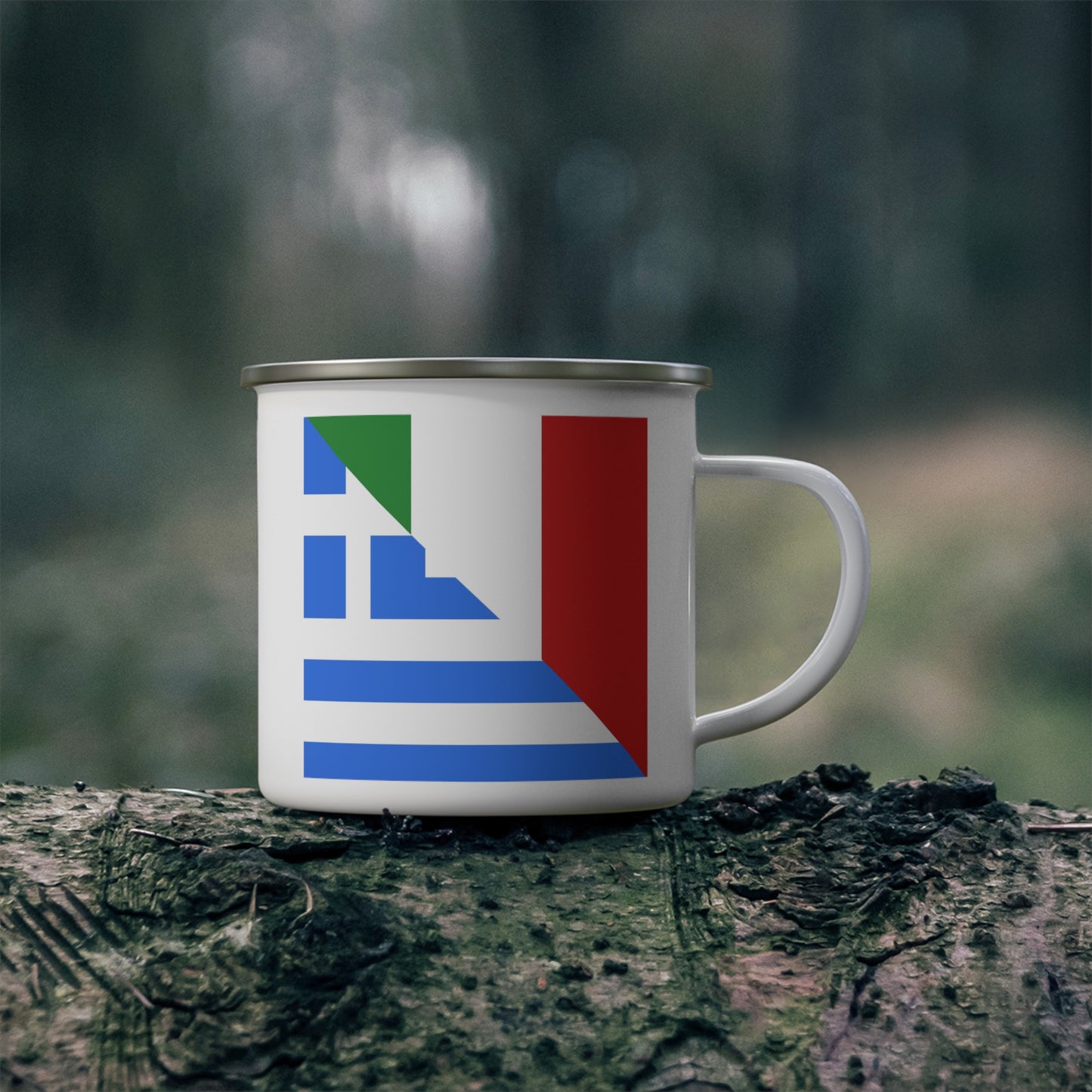 Greek Italian Flag Half Greece Italy 12oz Enamel Mug