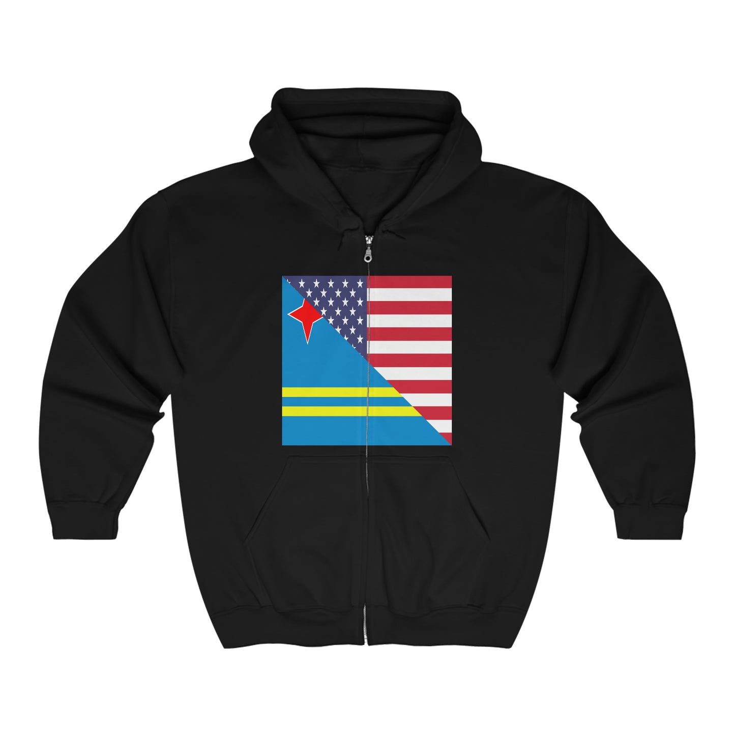 Aruba American Flag Aruban USA Zip Hoodie | Hooded Sweatshirt