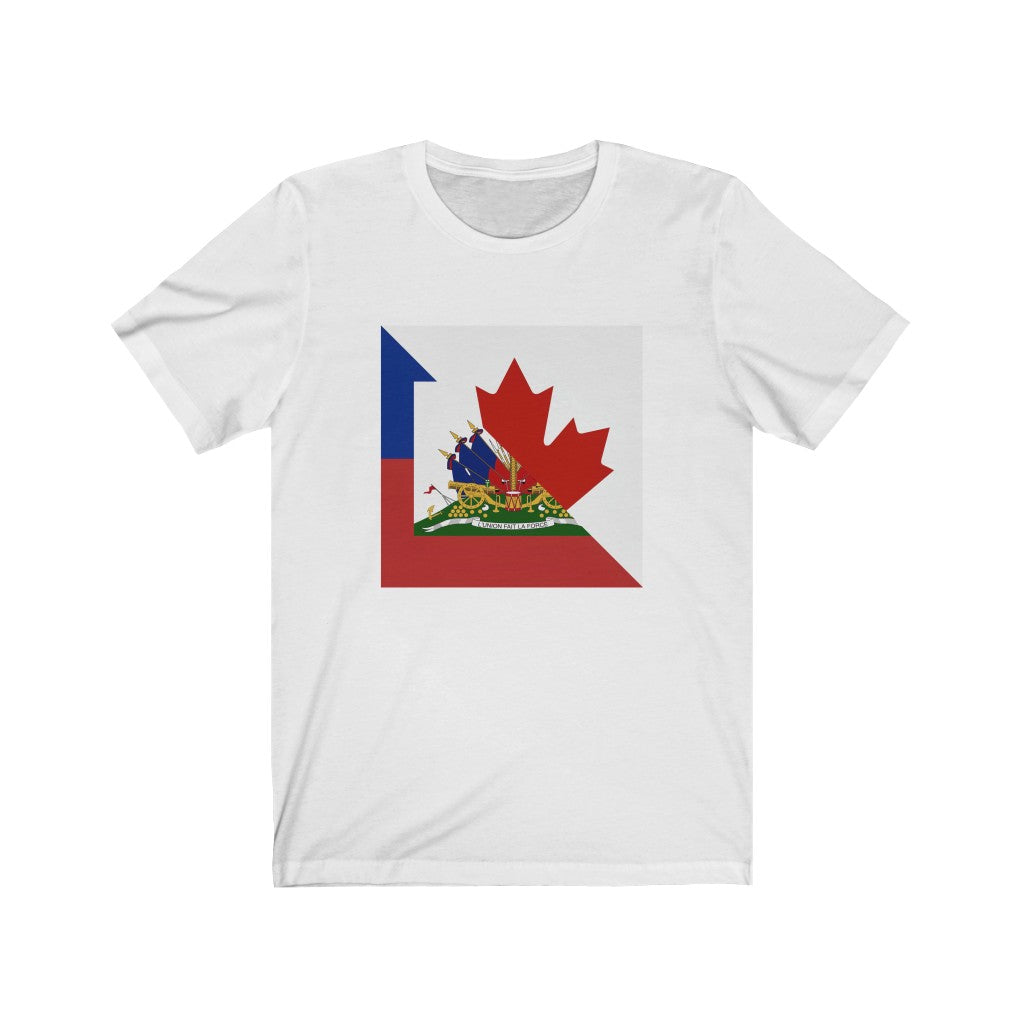 Half Haitian Canadian Flag Tee | Haiti Canada T-Shirt