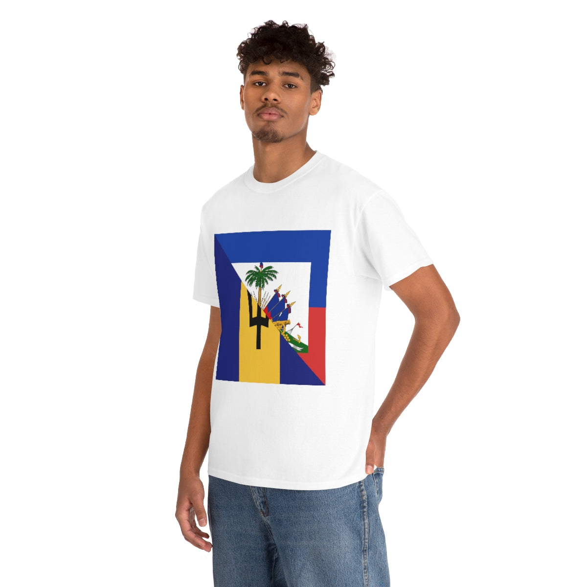 Haitian Bajan Flag Half Haiti Barbados T-Shirt | Unisex Tee Shirt