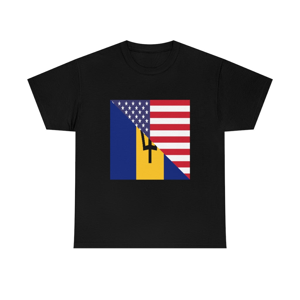 Bajan American Flag Tee Shirt | Barbados USA Tshirt