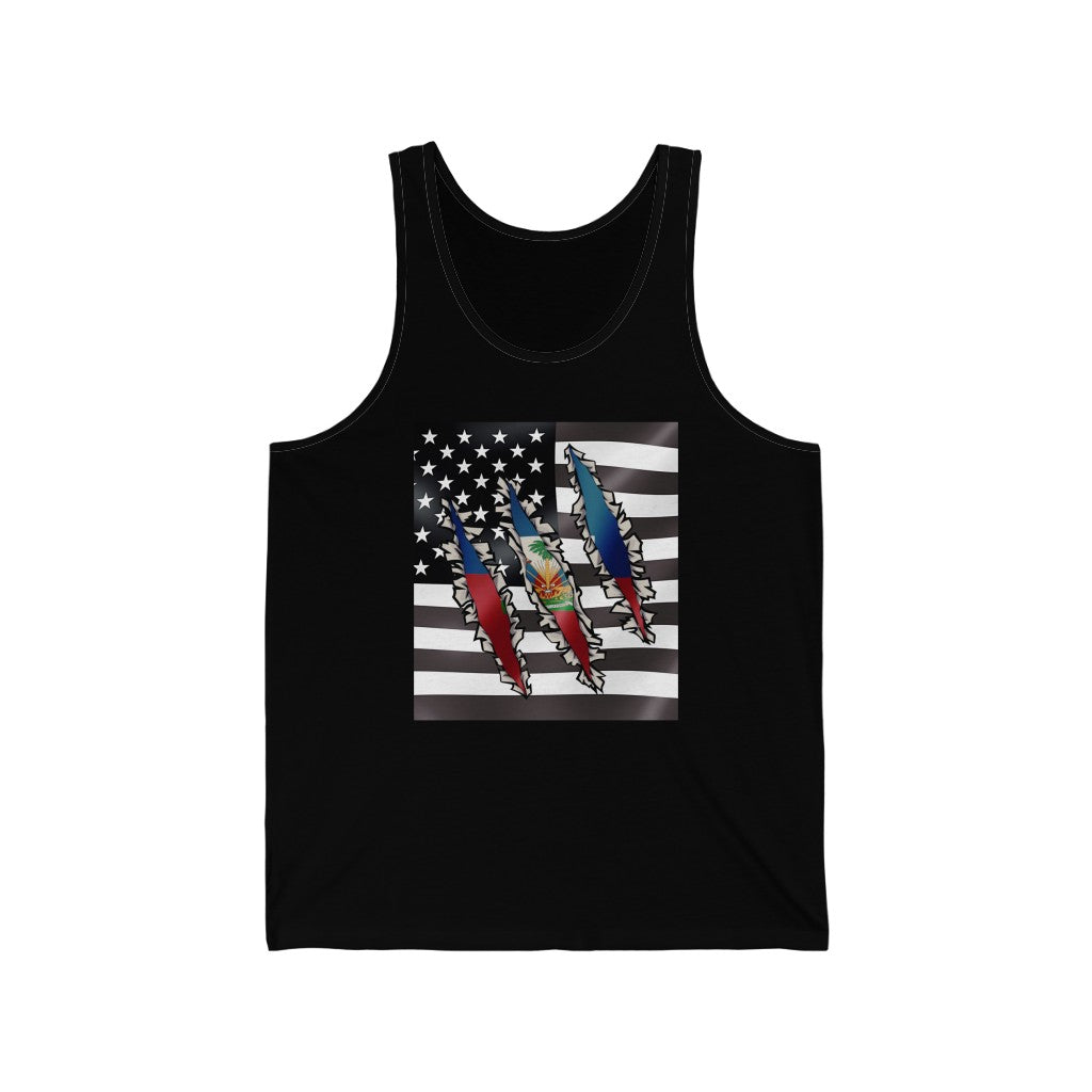 Haitian - American Flag Tank Top | USA Haiti Men Women Apparel