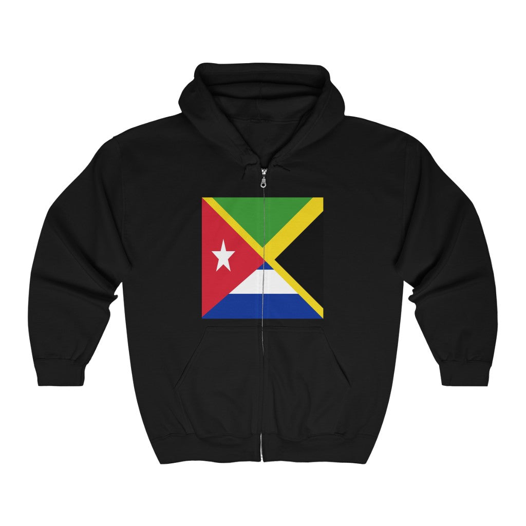 Jamaican Cuban Flag | Jamaica Cuba Zip Hoodie | Hooded Sweatshirt
