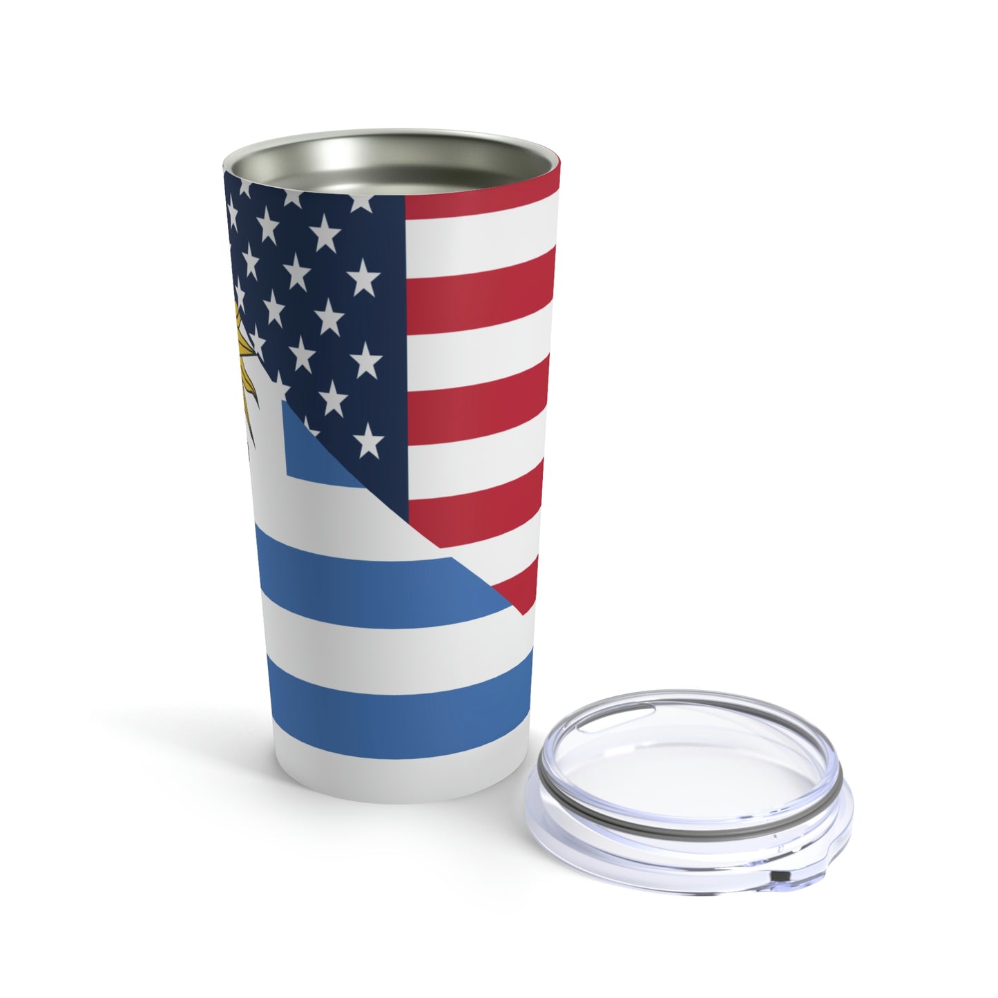 Uruguay American Flag Half Uruguayan USA Tumbler 20oz Beverage Container