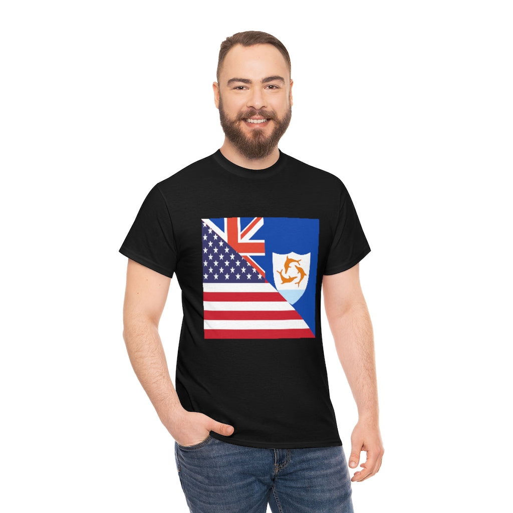 Anguillan American Flag Tee Shirt | Anguilla USA Tshirt