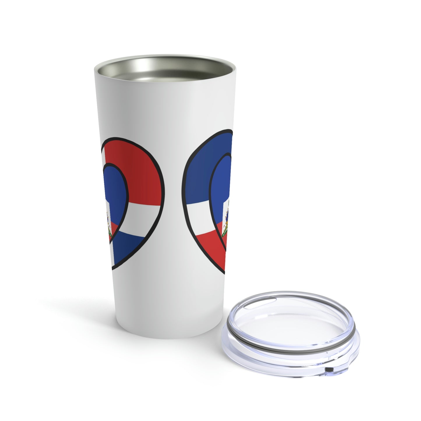 Dominican Haitian Flag Heart Valentines Day Gift DR Republic Haiti  Tumbler 20oz