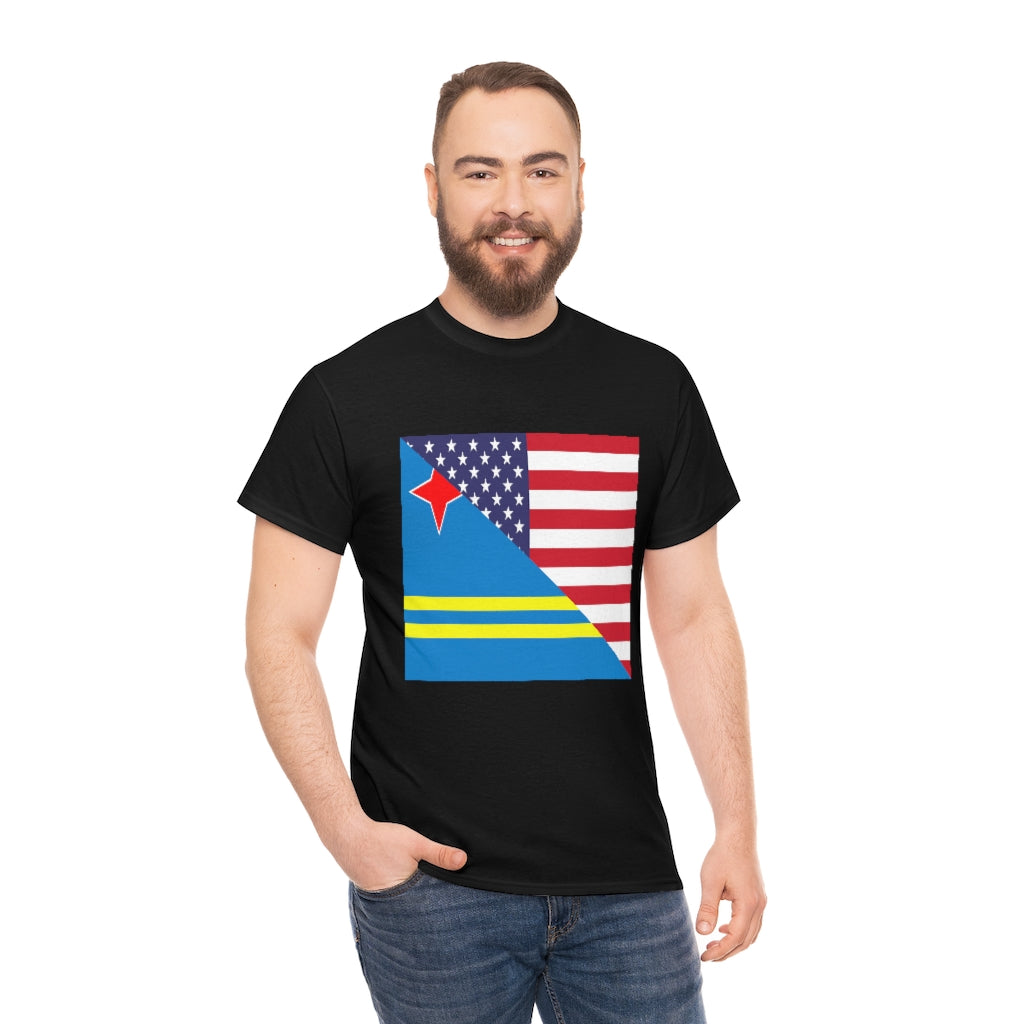 Aruban American Flag Tee Shirt | Aruba USA Tshirt