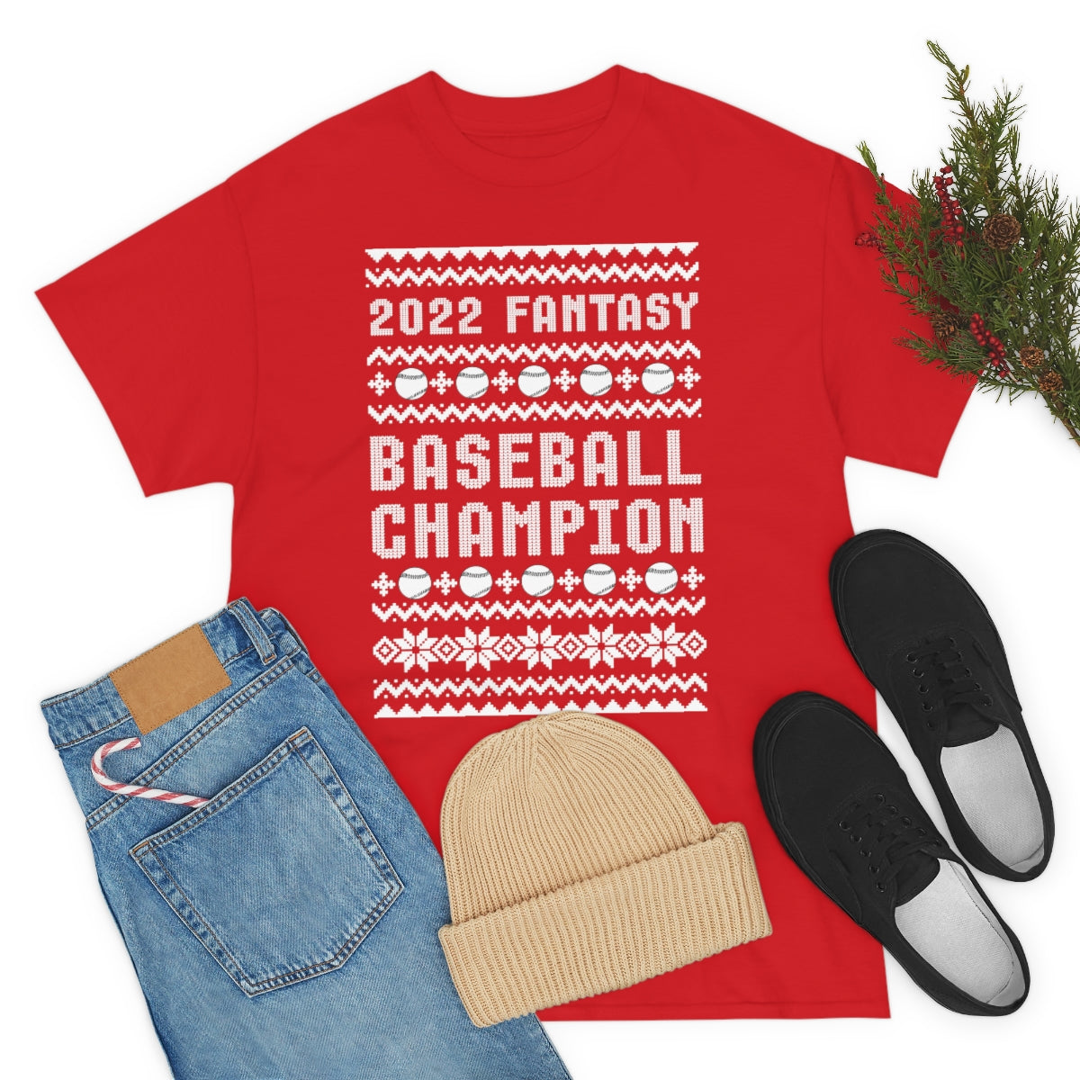 Fantasy Baseball Champion 2022 Ugly Christmas Tee Shirt | Unisex Champ T-Shirt