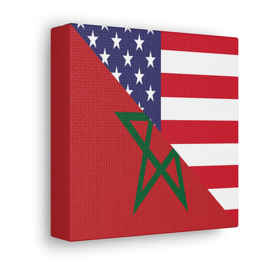 Moroccan American Flag Morocco USA Canvas Gallery Wraps | Wall Art