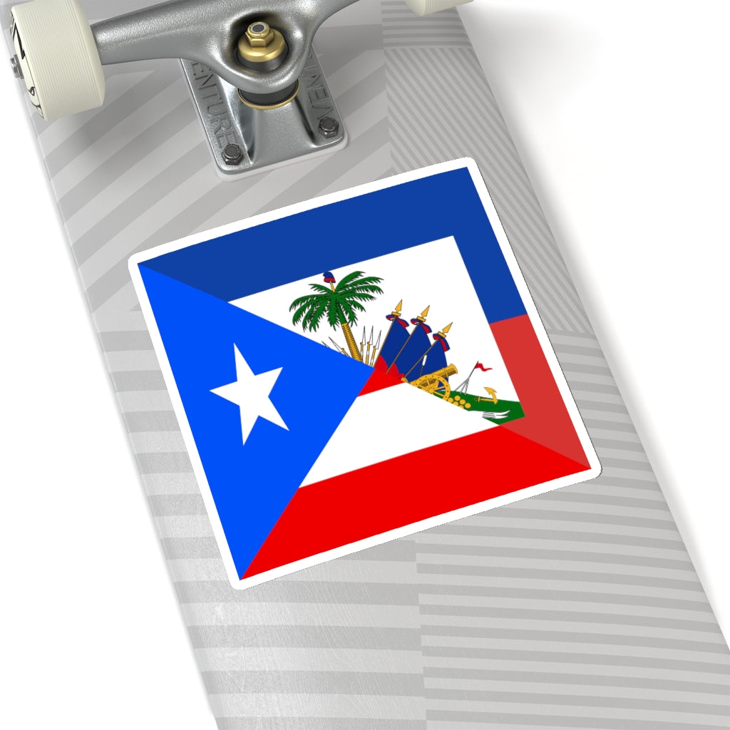Puerto Rican Haitian Flag Sticker | PR Boricua Haiti USA