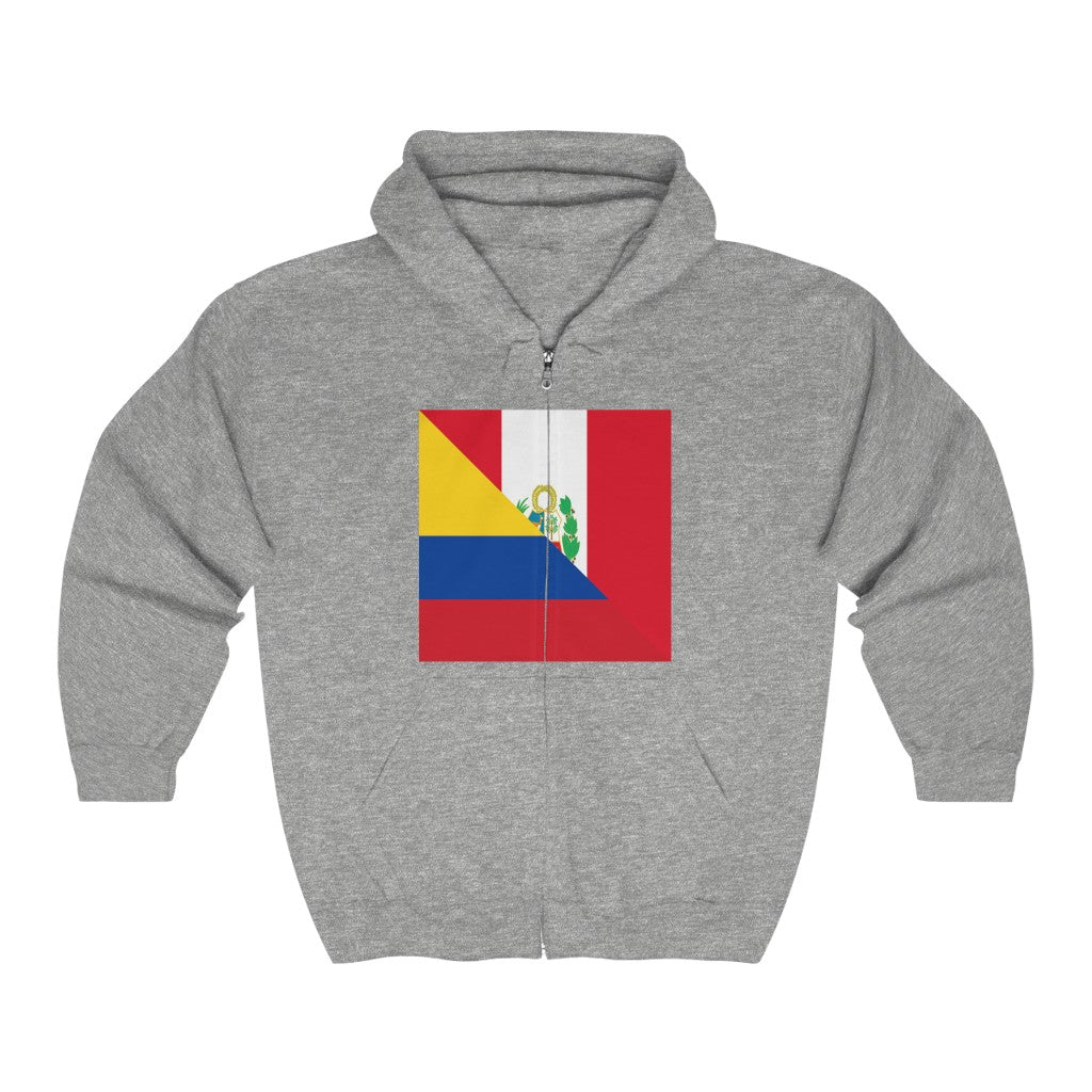 Peru Colombia Flag Peruvian Colombian Zip Hoodie | Hooded Sweatshirt