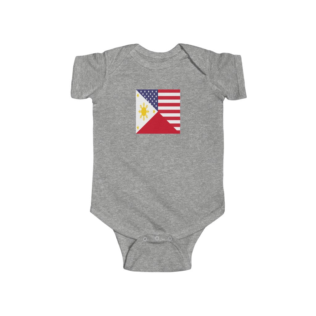 Philippines American Flag Baby Bodysuit Newborn | Filipino USA Baby Boy Girl