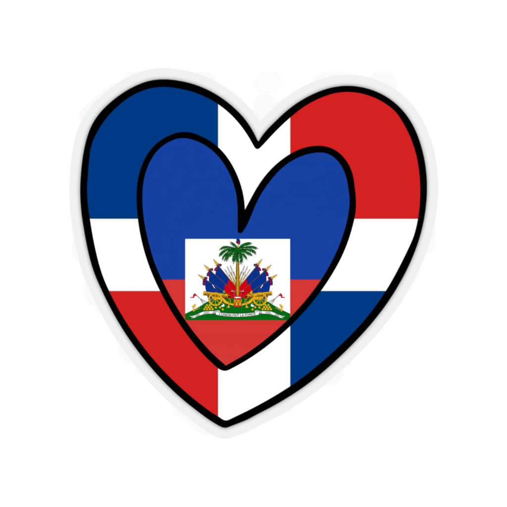 Dominican Haitian Flag Inner Heart Sticker | Dominican Republic Haiti Accessory