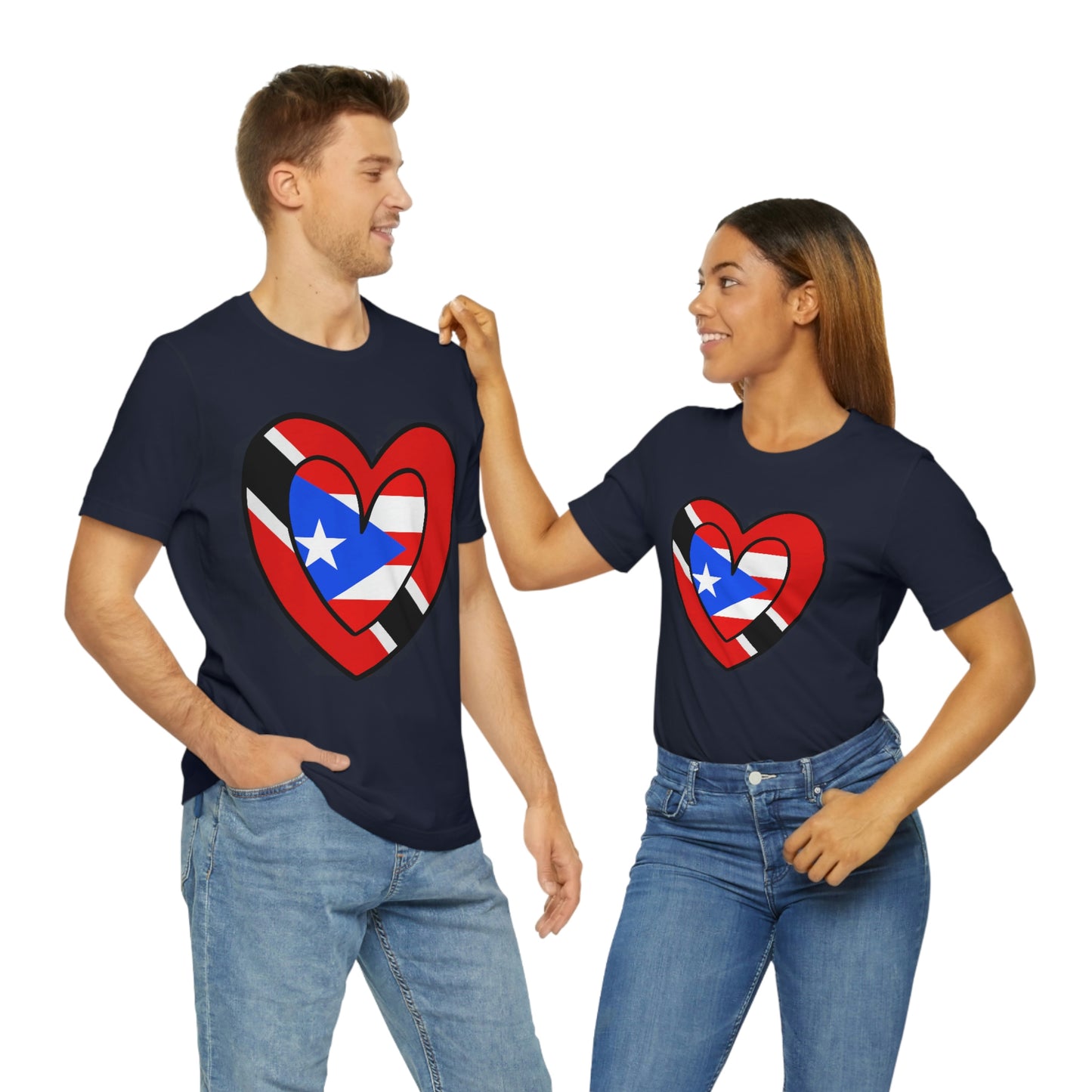 Trini Puerto Rican Heart Valentines Day Gift Tee Shirt | Trinidad Boricua Flag T-Shirt