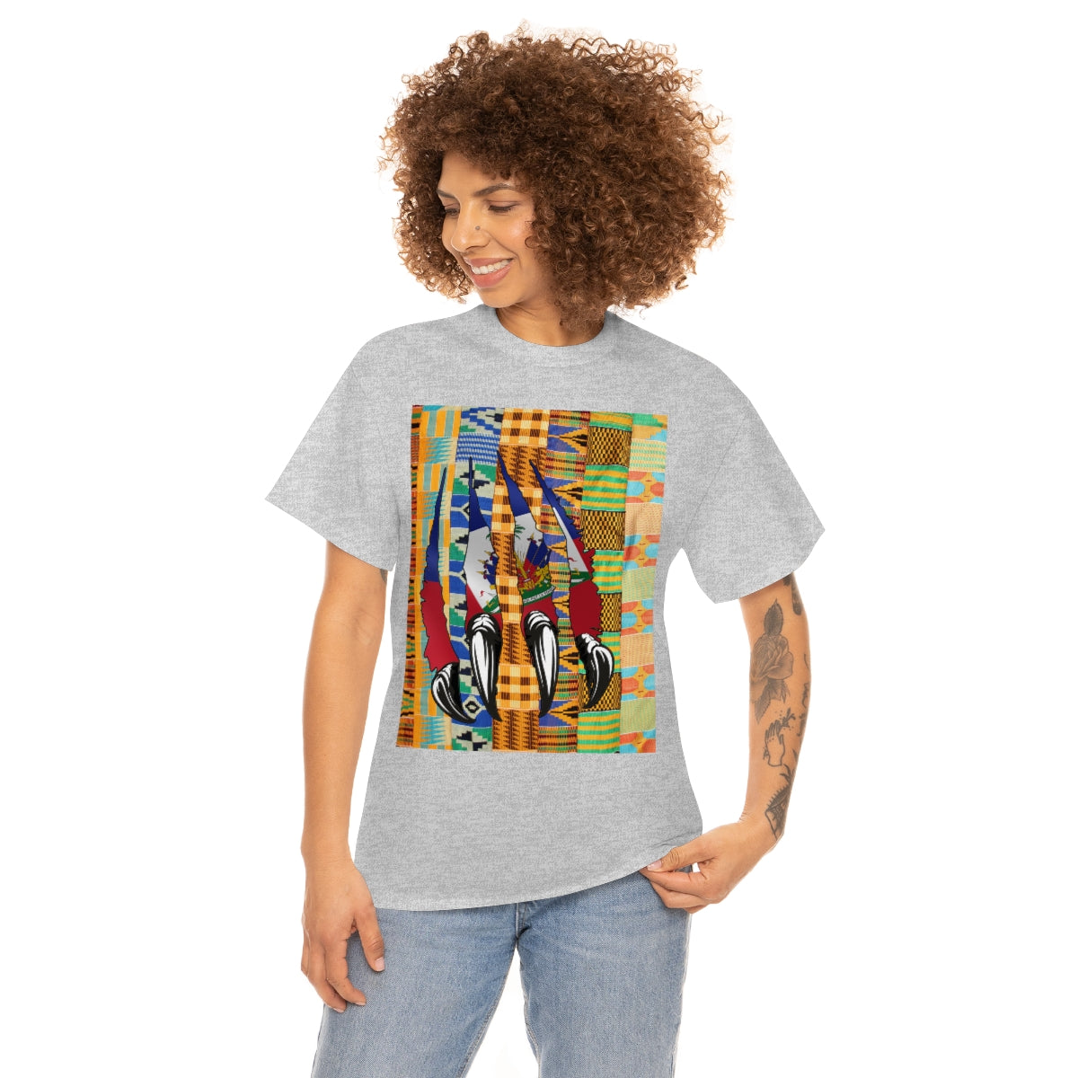 Haitian Panther Tee Shirt | Haiti Flag Kente T-Shirt