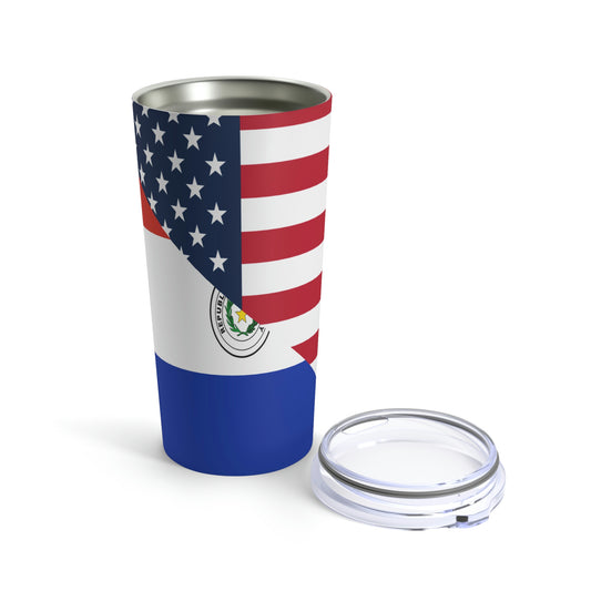 Paraguay American Flag Half Paraguayan USA Tumbler 20oz Beverage Container