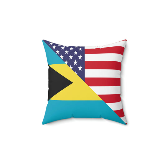 Bahamas American Flag Bahamian USA Spun Polyester Square Pillow