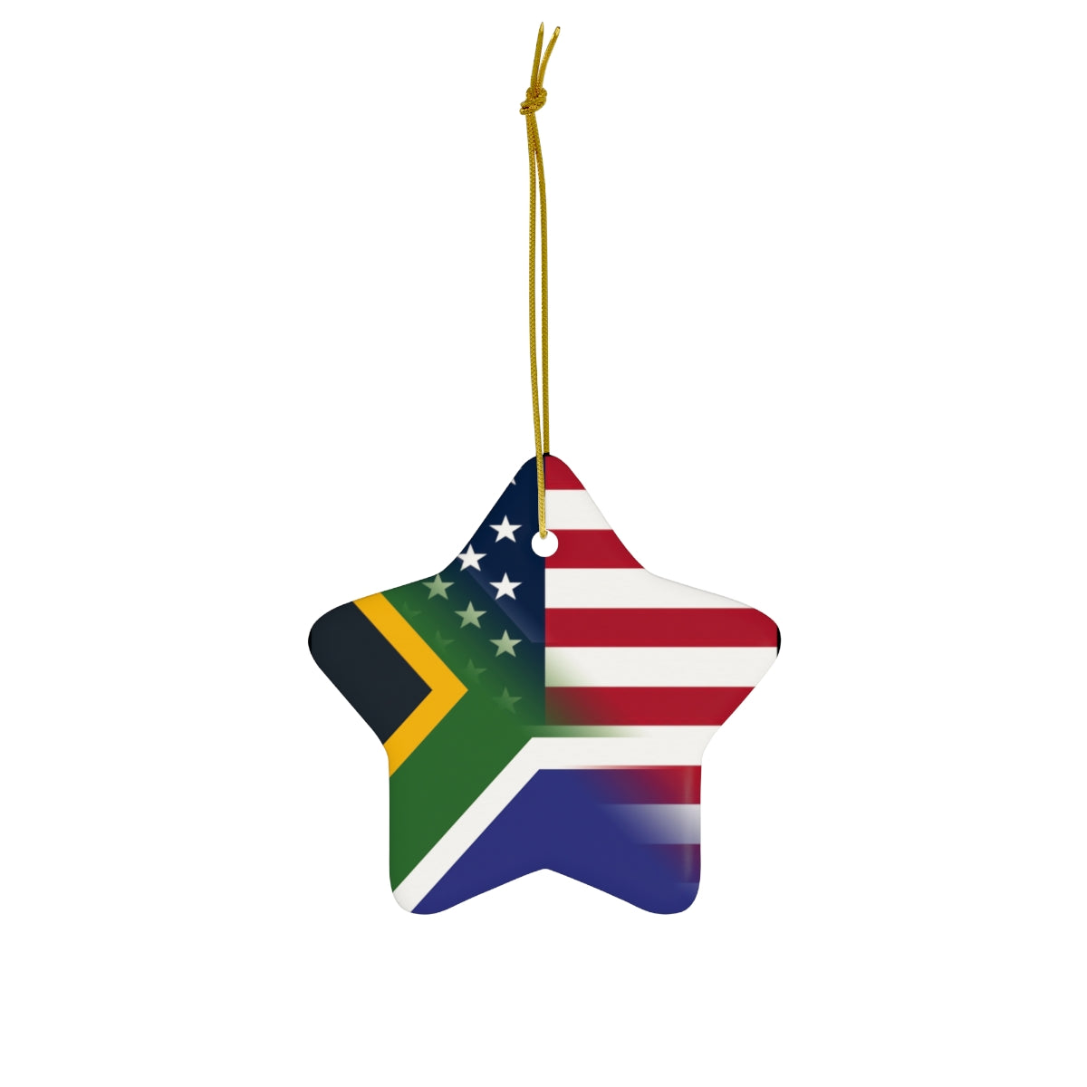 South African American Flag Ceramic Ornaments | South Africa USA Holiday Christmas Tree