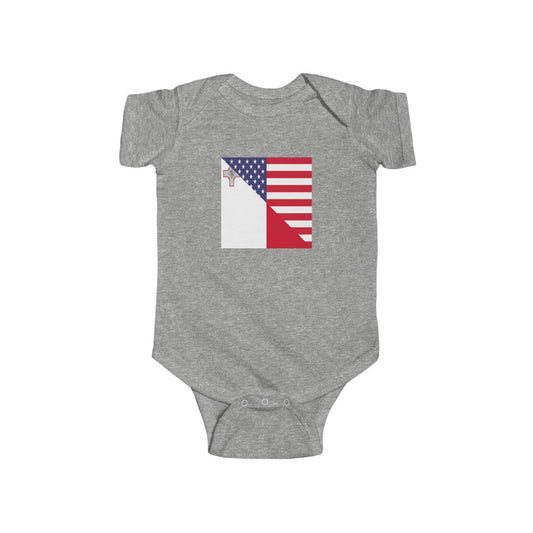 Maltese American Flag Baby Bodysuit | Malta USA Newborn