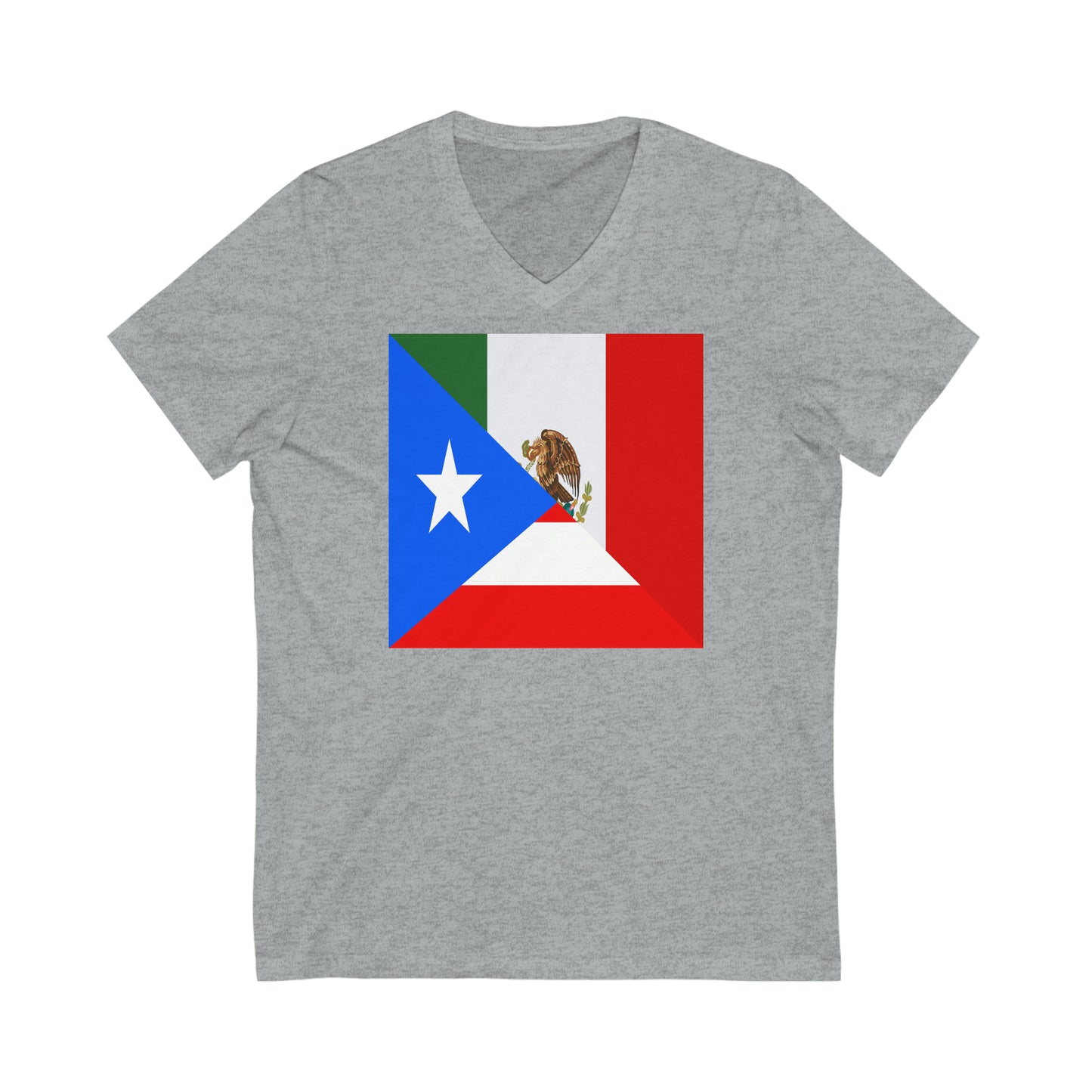 Puerto Rican Mexican Flag Half Mexico Puerto Rico V-Neck T-Shirt | Unisex Vee Shirt