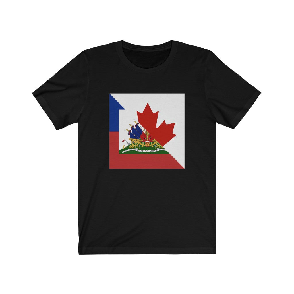 Half Haitian Canadian Flag Tee | Haiti Canada T-Shirt