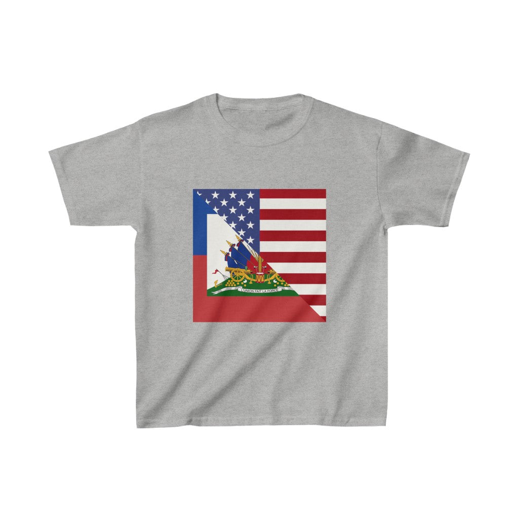 Kids Haiti America Flag | Half Haitian American Flag Ayiti T-Shirt | Unisex Tee Shirt