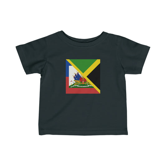 Infant Haitian Jamaican Flag | Half Jamaica Haiti Toddler Tee Shirt