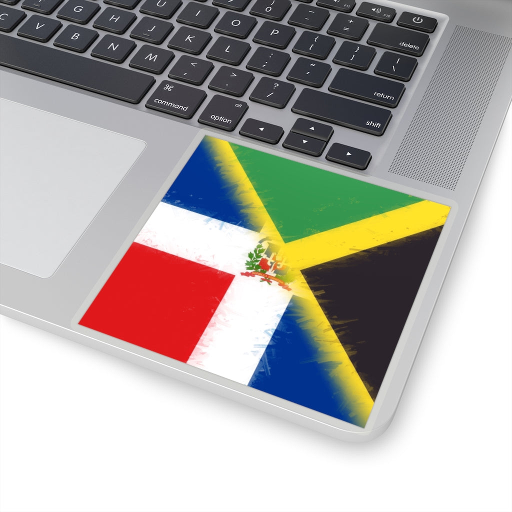 Half Dominican Republic Jamaica Sticker | DR Jamaica