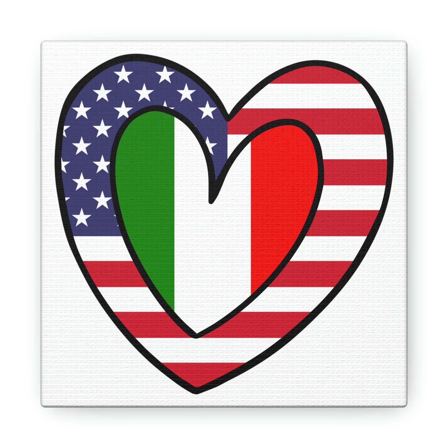 American Italian Flag Inner Heart USA Italy Canvas Gallery Wraps | Wall Art