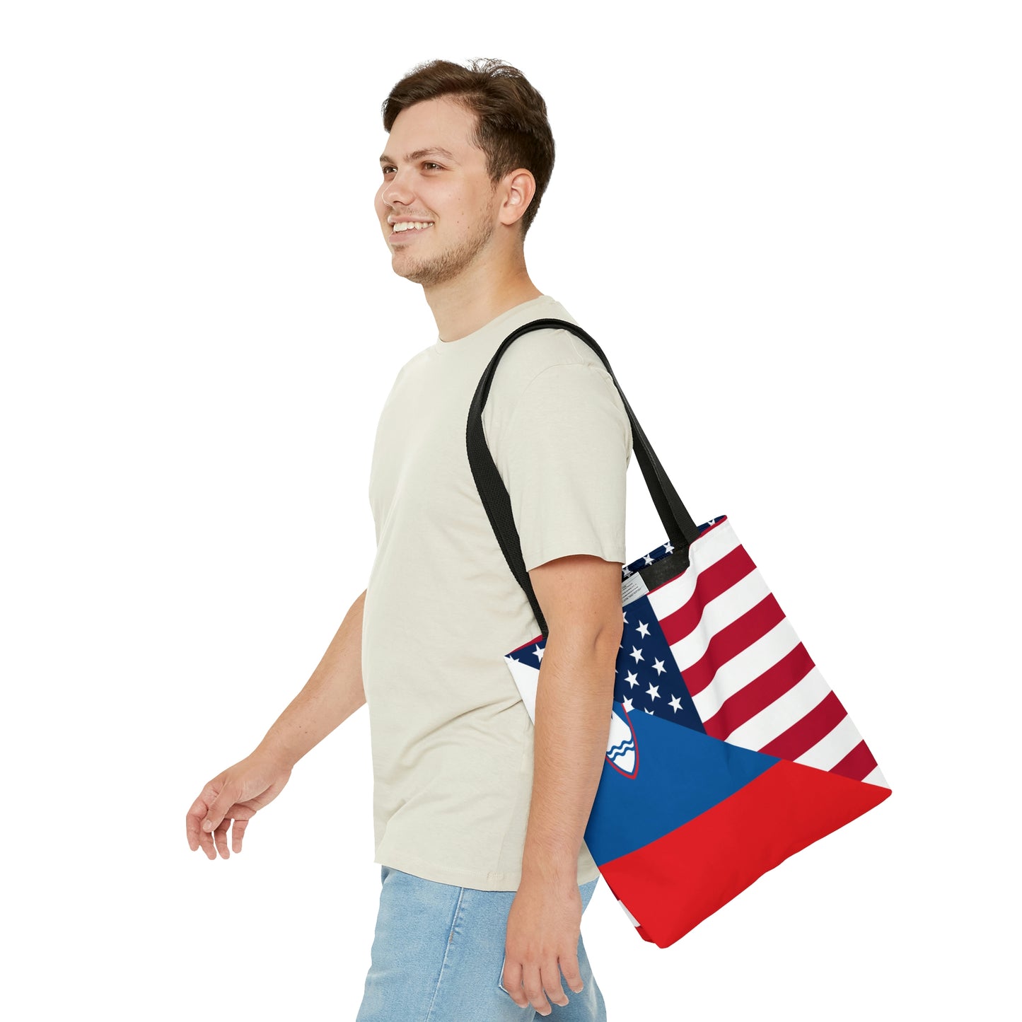 Slovenia American Flag Half Slovenian USA Tote Bag | Shoulder Bag