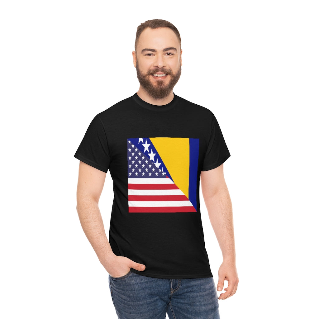 Bosnia and Herzegovina American Flag Tee Shirt | Bosnia USA Tshirt