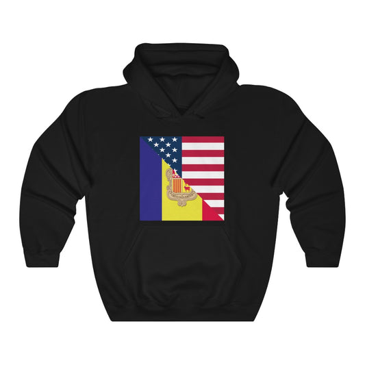 Andorran American Flag Hoodie | Unisex Andorra USA Hooded Sweatshirt