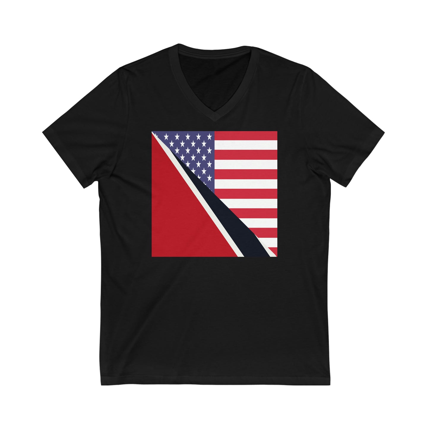 Trinidad American Flag Trini USA V-Neck T-Shirt | Unisex Vee Shirt