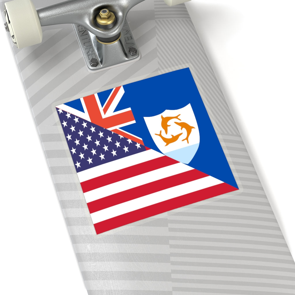 Anguillan American Flag Sticker | Anguilla USA Stickers